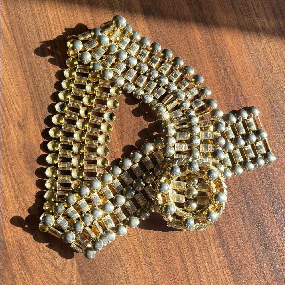 Vintage Gold-Tone (with silver details) Metal Link Statement Waist Belt